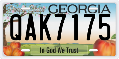 GA license plate QAK7175