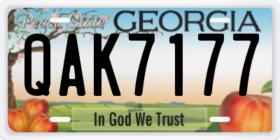 GA license plate QAK7177