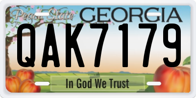 GA license plate QAK7179