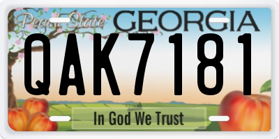 GA license plate QAK7181