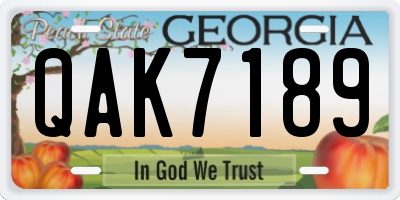 GA license plate QAK7189