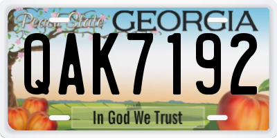 GA license plate QAK7192