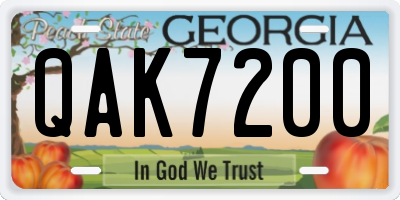 GA license plate QAK7200