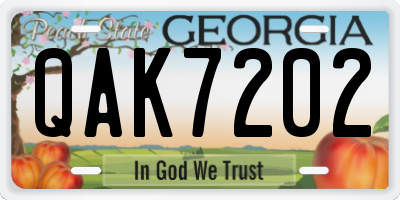 GA license plate QAK7202