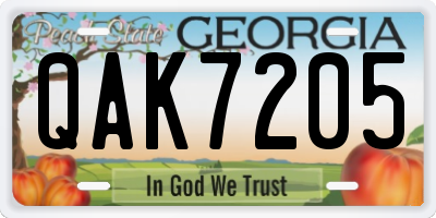 GA license plate QAK7205