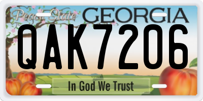 GA license plate QAK7206