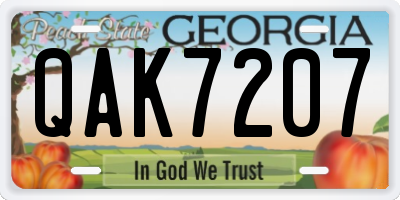 GA license plate QAK7207