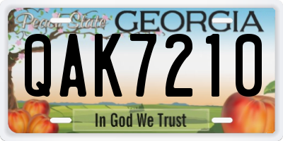 GA license plate QAK7210