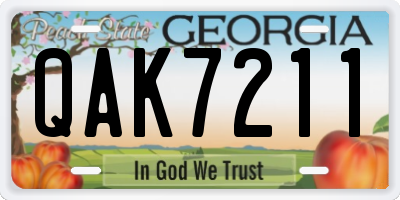 GA license plate QAK7211