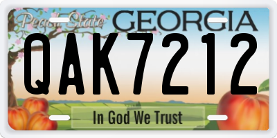 GA license plate QAK7212