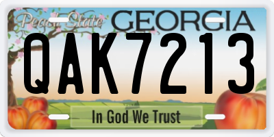 GA license plate QAK7213