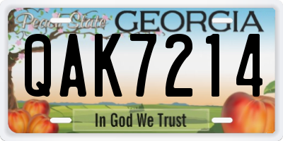 GA license plate QAK7214
