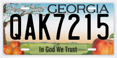 GA license plate QAK7215