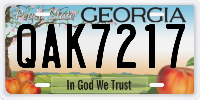 GA license plate QAK7217
