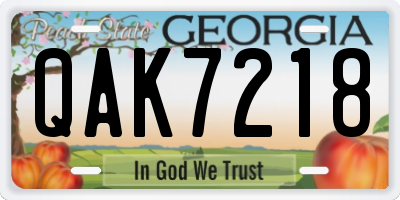GA license plate QAK7218