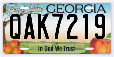 GA license plate QAK7219