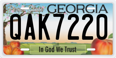 GA license plate QAK7220