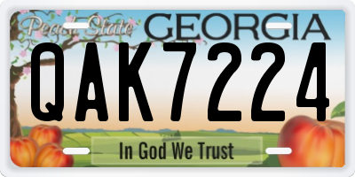 GA license plate QAK7224