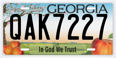 GA license plate QAK7227