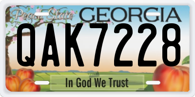 GA license plate QAK7228