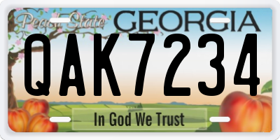GA license plate QAK7234