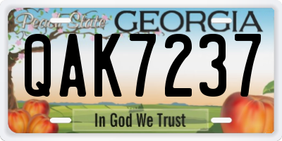 GA license plate QAK7237