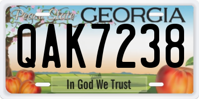 GA license plate QAK7238