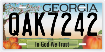 GA license plate QAK7242