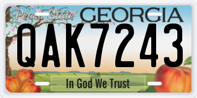 GA license plate QAK7243