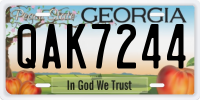 GA license plate QAK7244