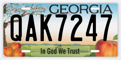 GA license plate QAK7247