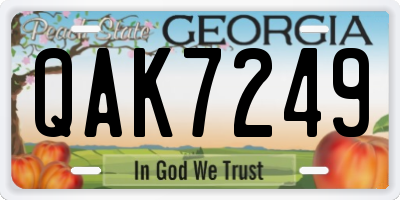 GA license plate QAK7249