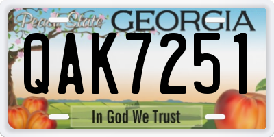 GA license plate QAK7251