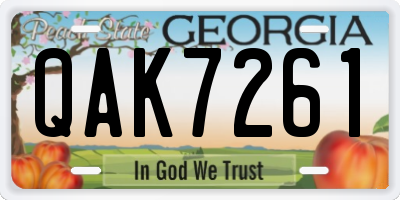 GA license plate QAK7261
