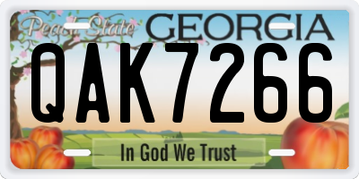 GA license plate QAK7266