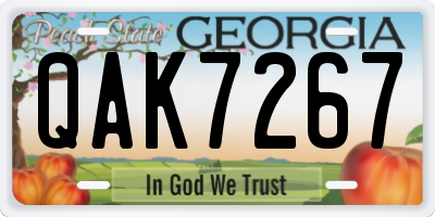 GA license plate QAK7267