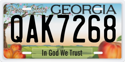 GA license plate QAK7268