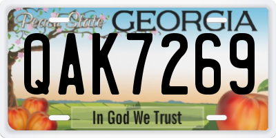 GA license plate QAK7269
