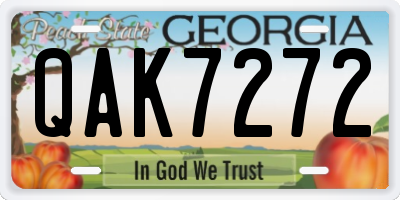 GA license plate QAK7272