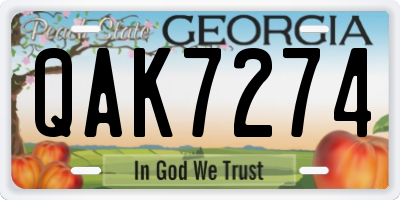 GA license plate QAK7274
