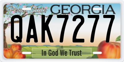 GA license plate QAK7277