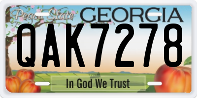 GA license plate QAK7278