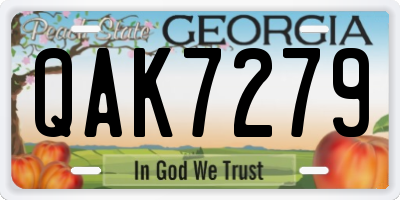 GA license plate QAK7279