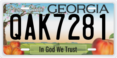 GA license plate QAK7281