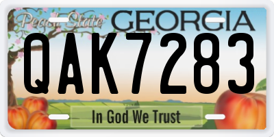 GA license plate QAK7283