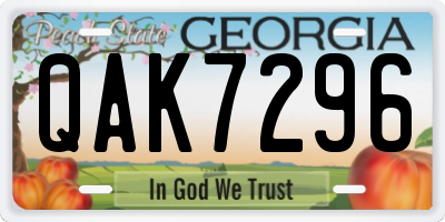 GA license plate QAK7296