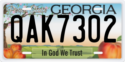 GA license plate QAK7302
