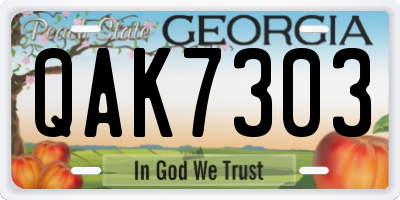 GA license plate QAK7303