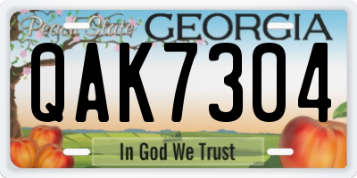 GA license plate QAK7304