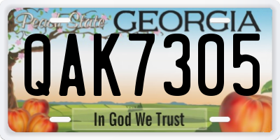 GA license plate QAK7305